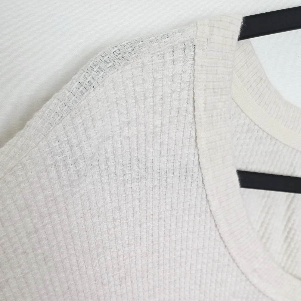 Offline By Aerie Cream Waffle Knit Long Sleeves Cotton Blend Pullover Sweater XL